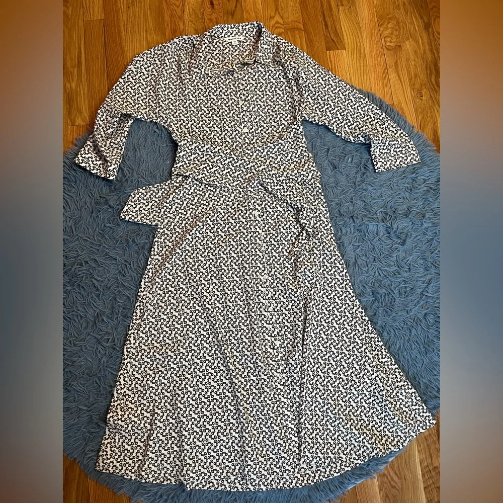 Whistles Cream Snaffle Shirt Tie Front Wrap Midi Dress Size 4 - Picture 4 of 11